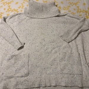 LOFT Cream Speckled oversized Turtleneck Sweater